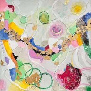 Obra única, abstracto, 30 x 30, pan de oro, técnica mixta sobre madera.