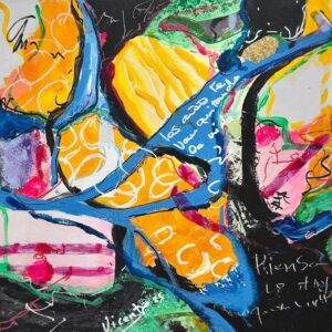 Cuadro único abstracto 30 x 30 cm, gran textura, pan de oro, fondo claro, técnica mixta.